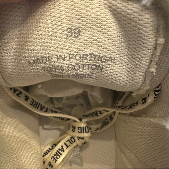 NIB Zadig & Voltaire High Flash Canvas High Tops Size 39 Flash Cream US 8 - Picture 11 of 15